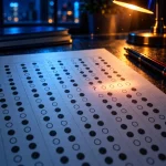 マークシート。ほとんどの解答欄が塗られているなか、疑問符の付いた1行だけが空欄のまま光の帯に照らされている